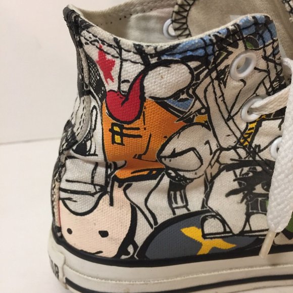 Kids Converse High Top Sneakers Size 1.5 Retired Graffiti Design Pre-Owned VGC - Picture 5 of 12